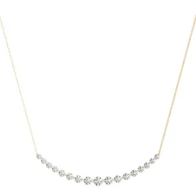 1 Carat Tw Diamond Smiley Bar Necklace In 14K Yellow Gold