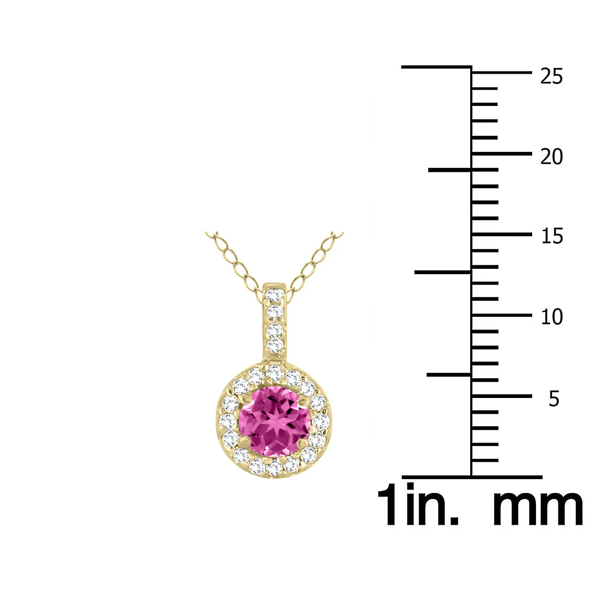 1/2 Carat Tw Halo Pink Topaz And Diamond Pendant In 10K Yellow Gold