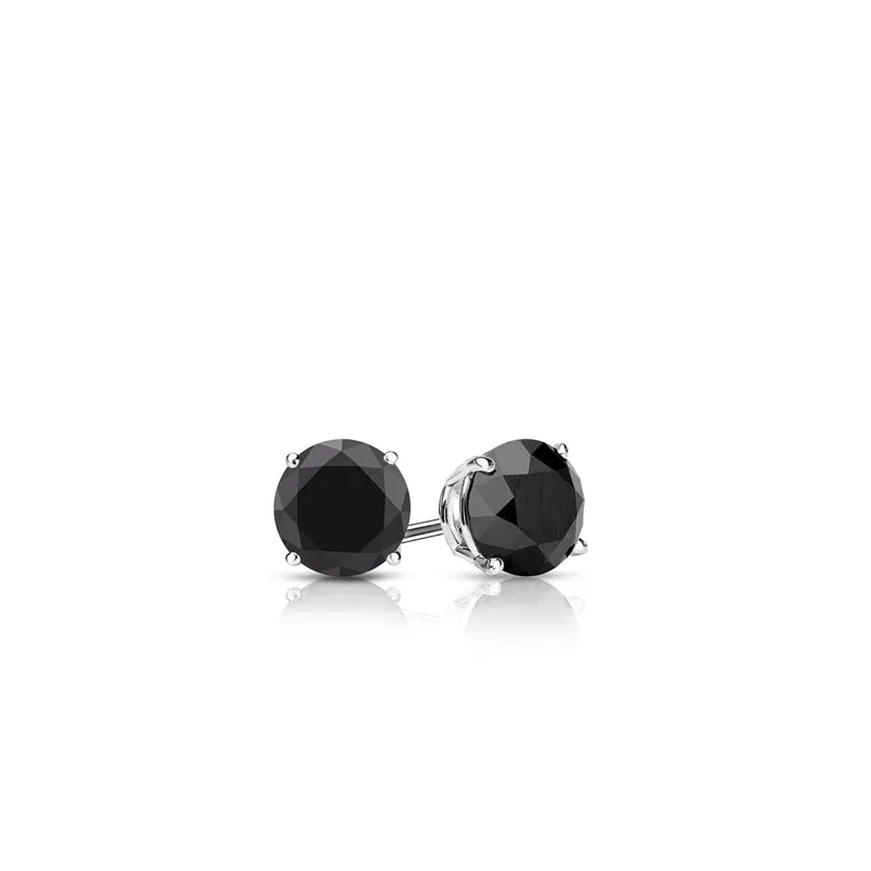 14K White Gold Black Diamond Studs (Pair)