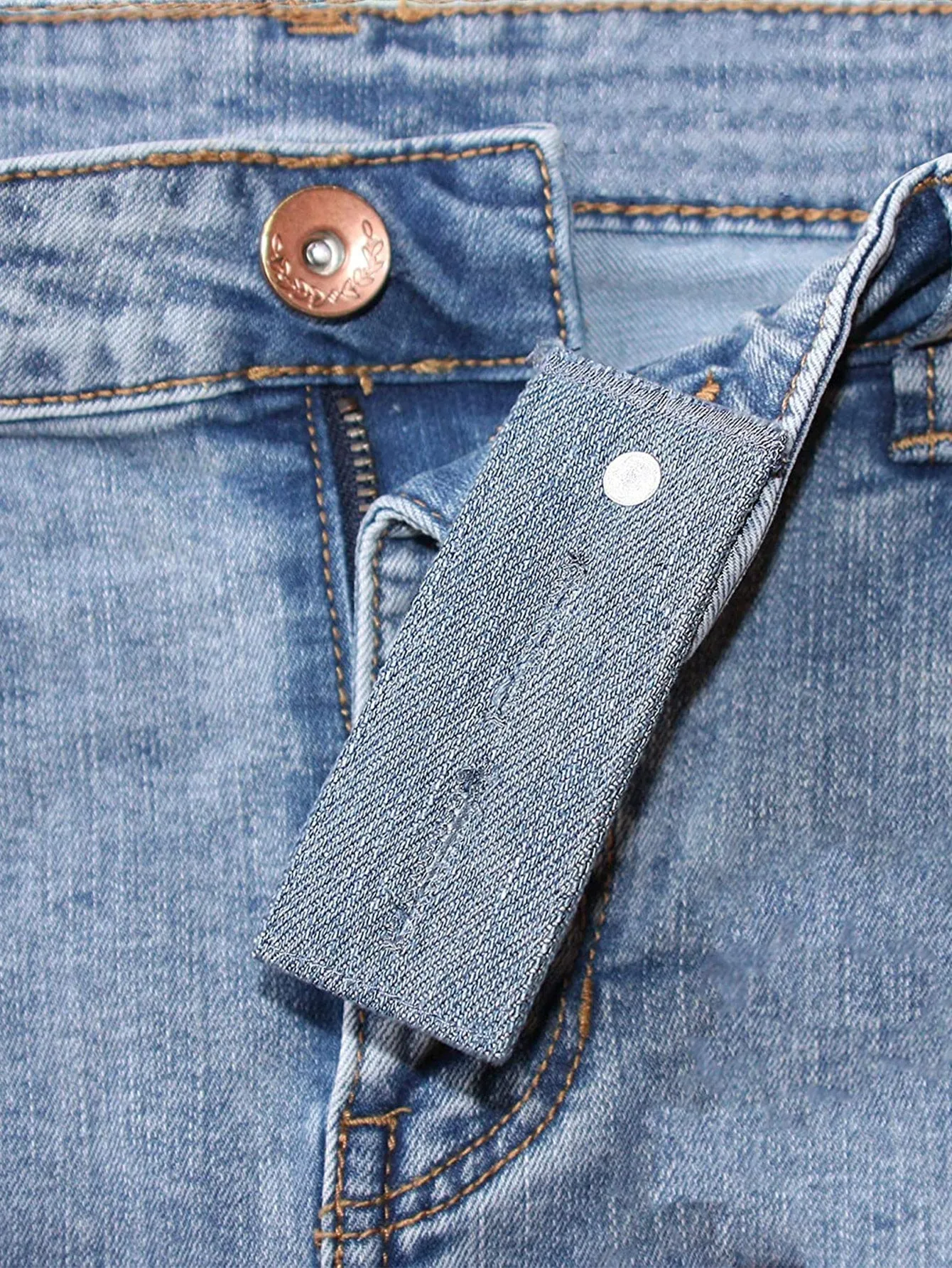 1pc Adjustable Denim Material Waist Extender Button for Jeans and Skirt, Random Color Metal Button 2 Button Holes Button Extender