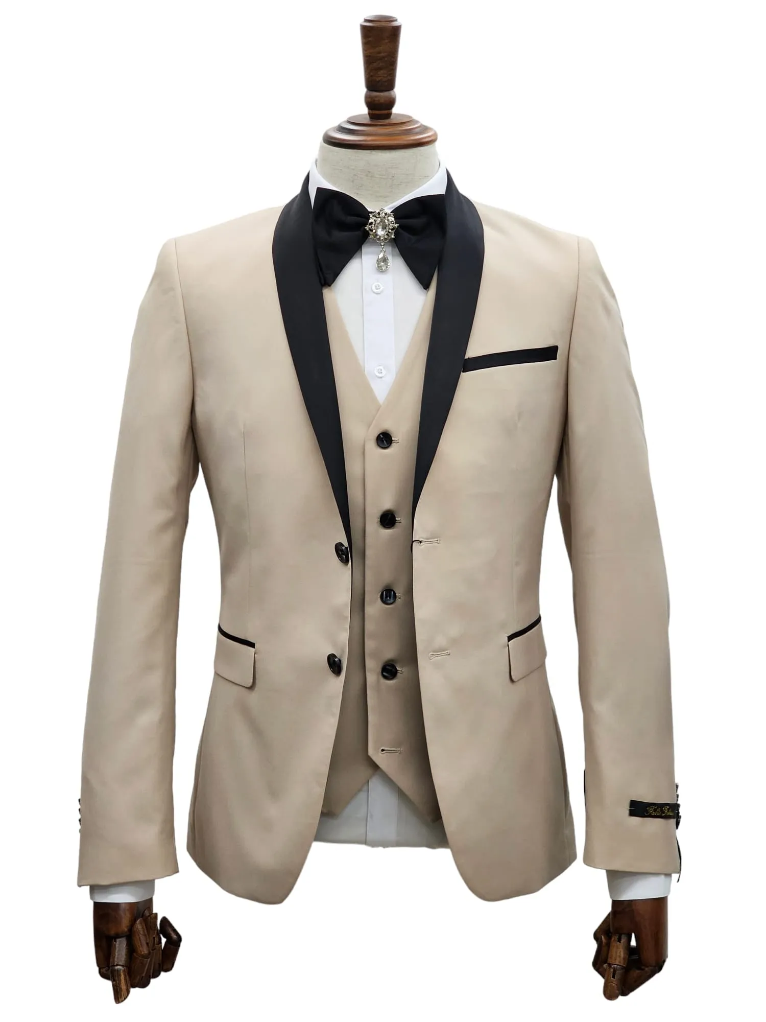 2 Button Shawl Lapel Sand Slim Fit Suit FF2SSX V-1230