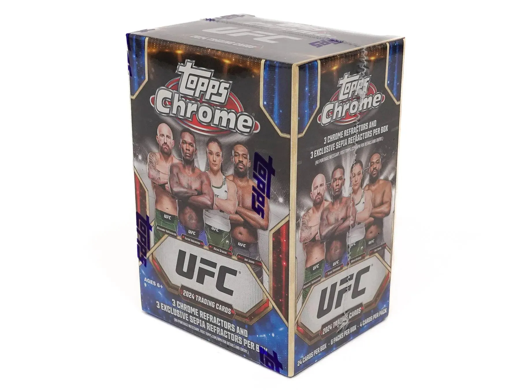 2024 Topps Chrome UFC 6-Pack Blaster Box 6 Packs per Box, 4 Cards per Pack