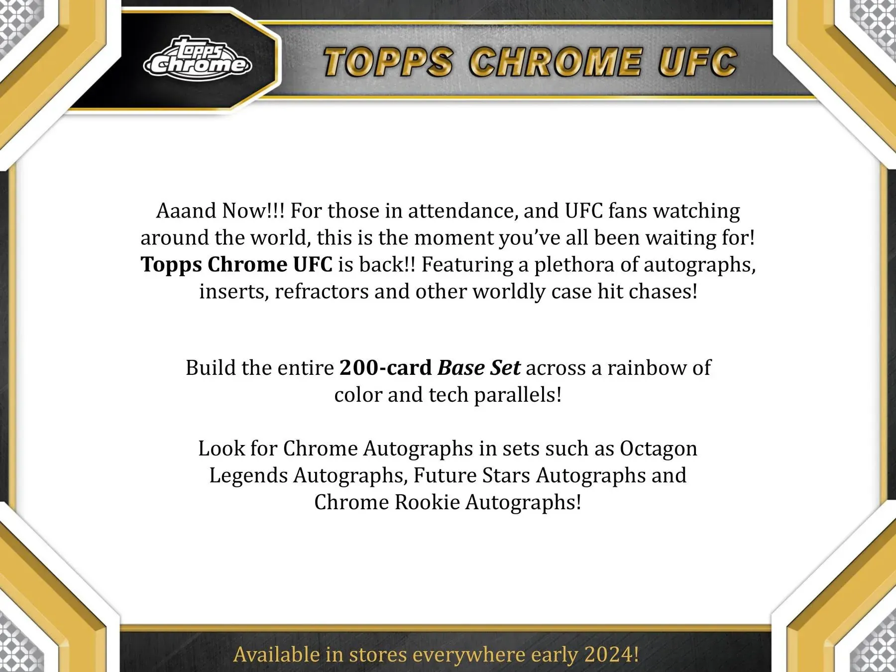 2024 Topps Chrome UFC 6-Pack Blaster Box 6 Packs per Box, 4 Cards per Pack