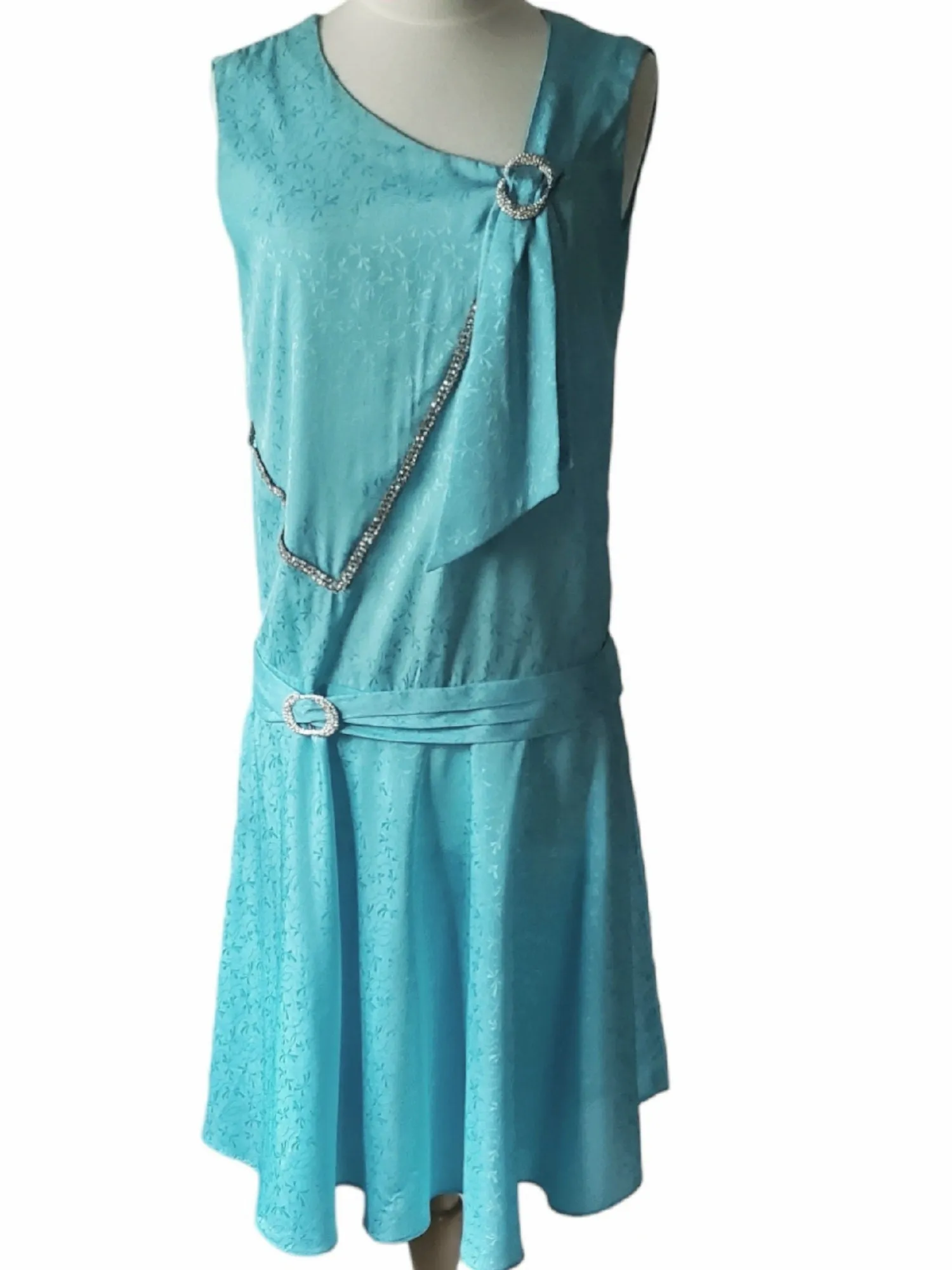 20s Style Flapper Costume in Aqua Blue - sm