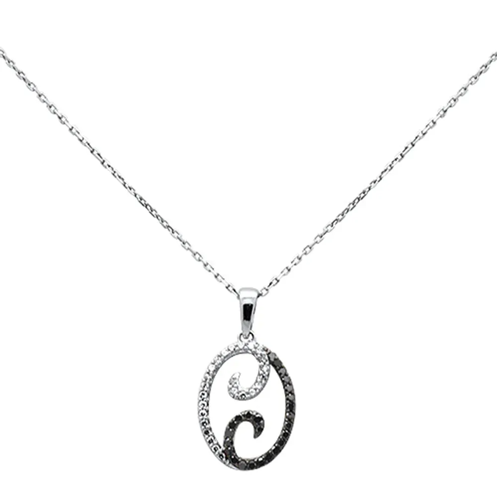 .33ct G SI 14K White Gold Black Diamond Pendant Necklace 18" Long Chain