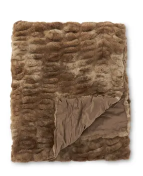 60 Inch Brown Ribbed Faux Fur Throw Blanket