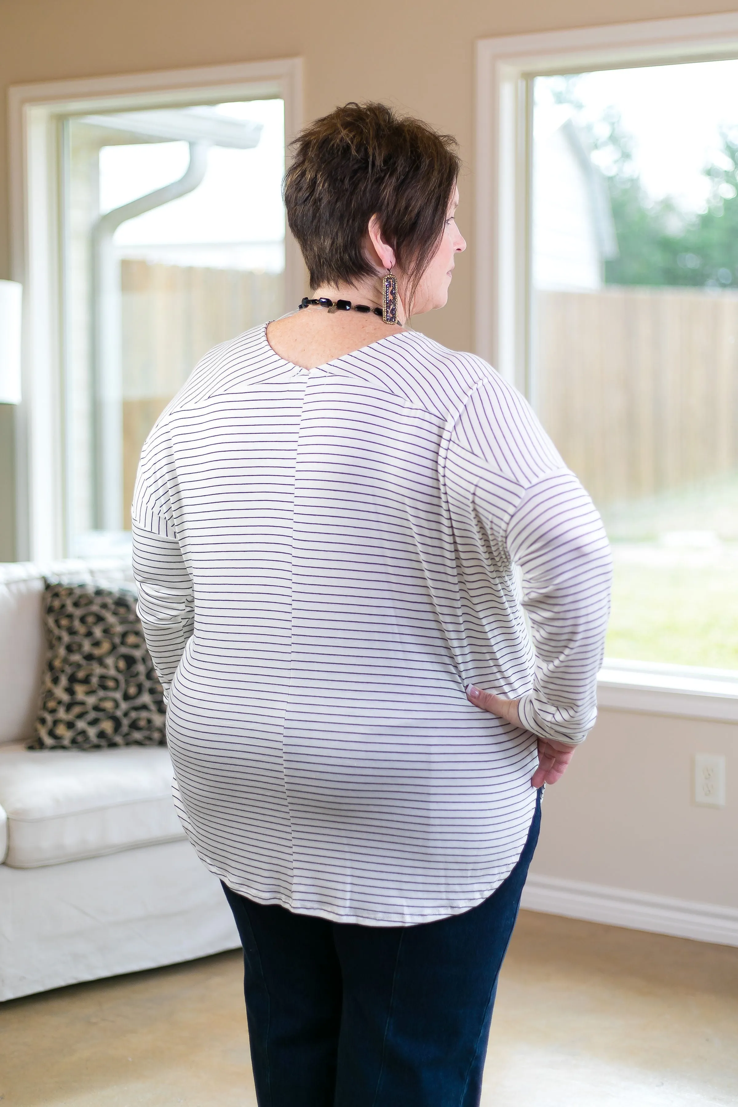 A Friend of Mine Striped Piko Top in Ivory