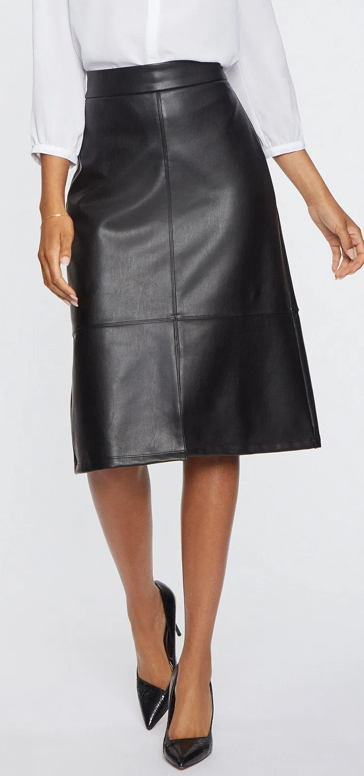 A-Line Sculpt-Her™ Skirt Zwart Imitatieleer | Black