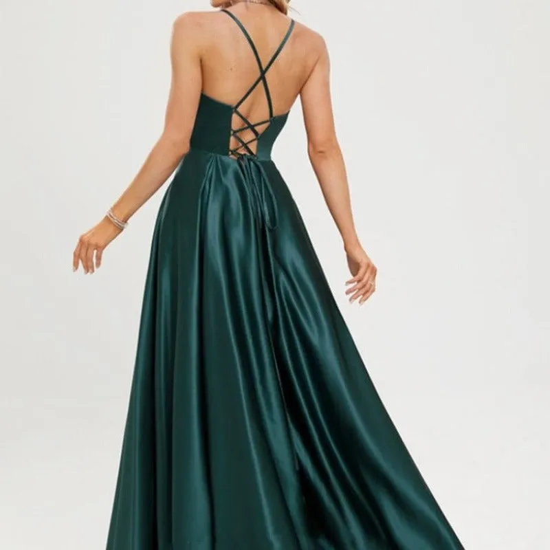 A-Line Sweetheart Satin Evening Formal Dress