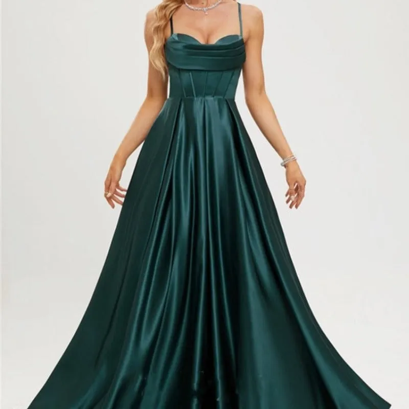 A-Line Sweetheart Satin Evening Formal Dress