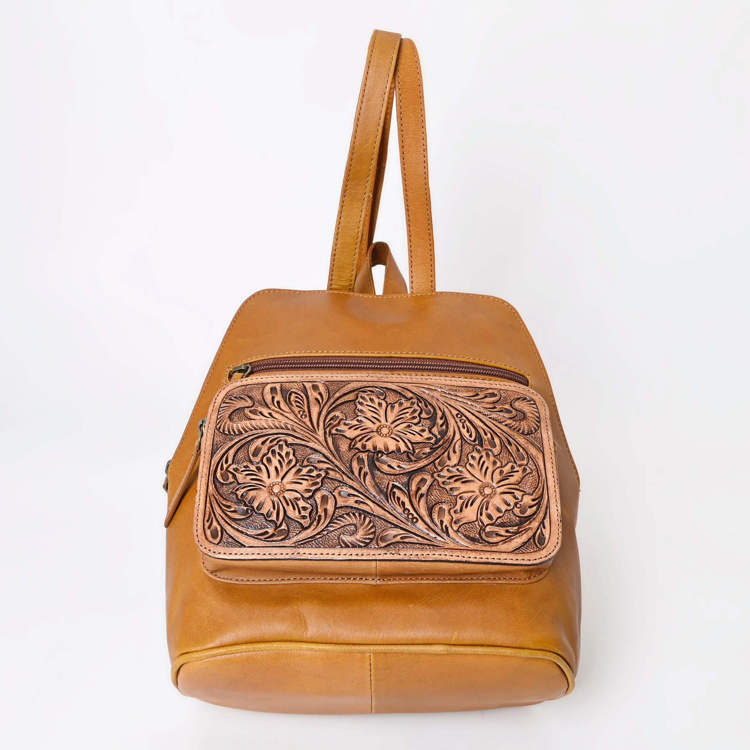 A&A-1043 Montana West Genuine Oily Calf Leather Hand Tooled Collection Backpack