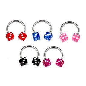 Acrylic Dice Horseshoe Navel Bar