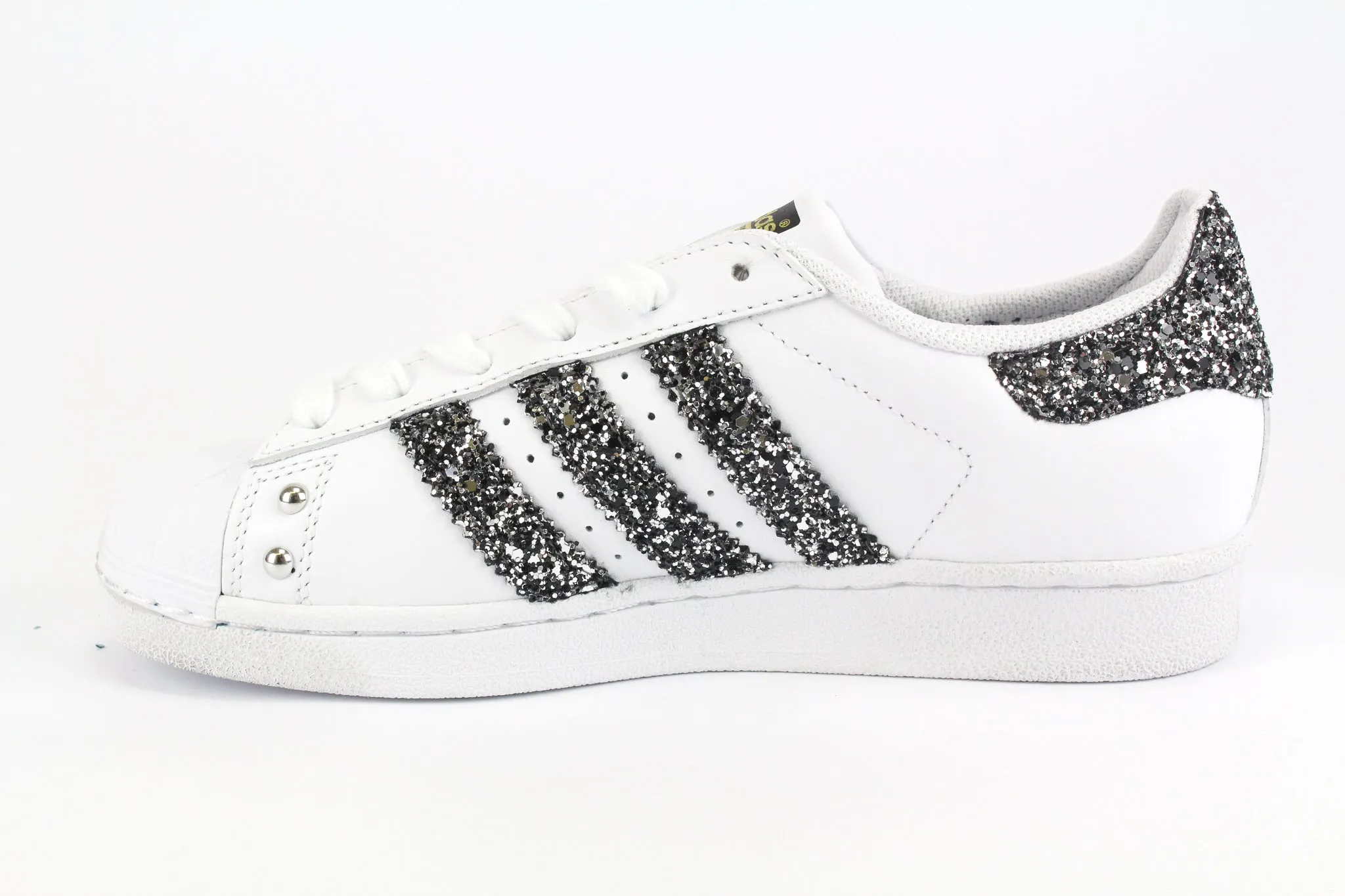 Adidas Superstar Black Silver Glitter & Strass