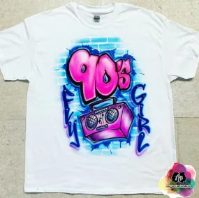 Airbrush 90's Fly Girl w/ Boombox Shirt Design