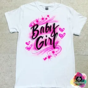 Airbrush Baby Girl w/ Hearts Shirt Design