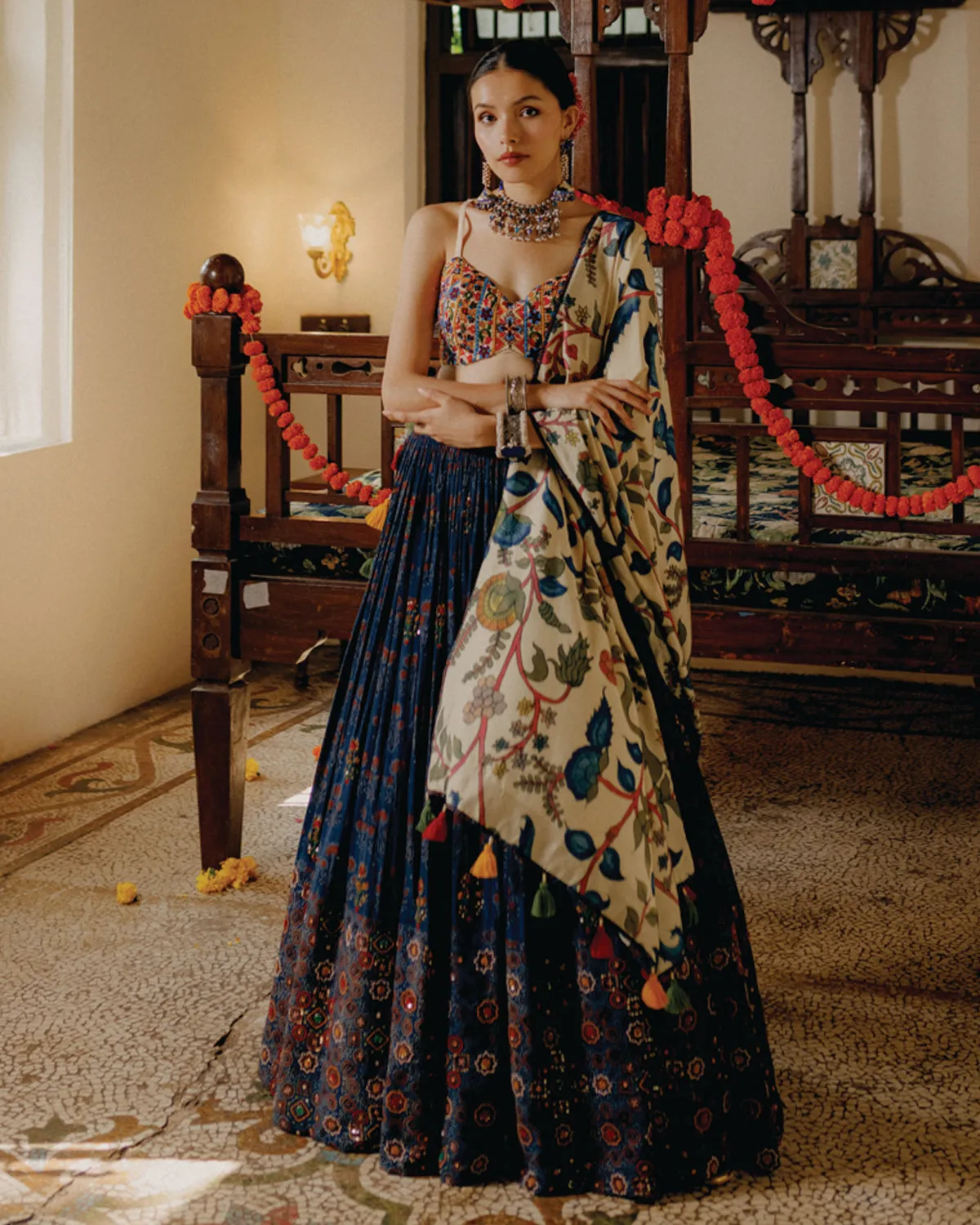 Ajrakh Kalamkari Lehenga