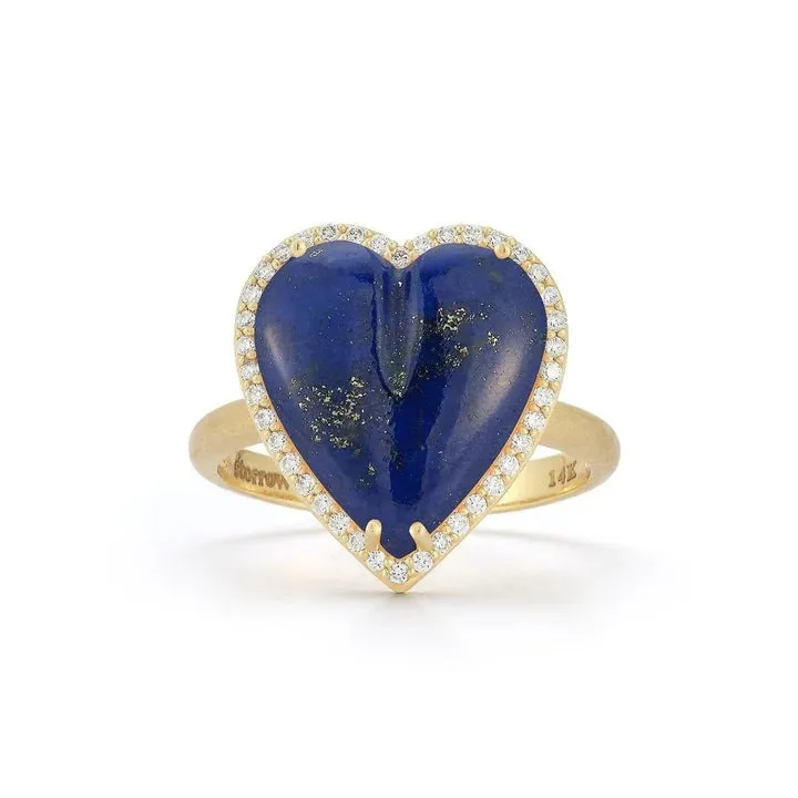 Alana Large Semiprecious Heart Ring with Diamonds