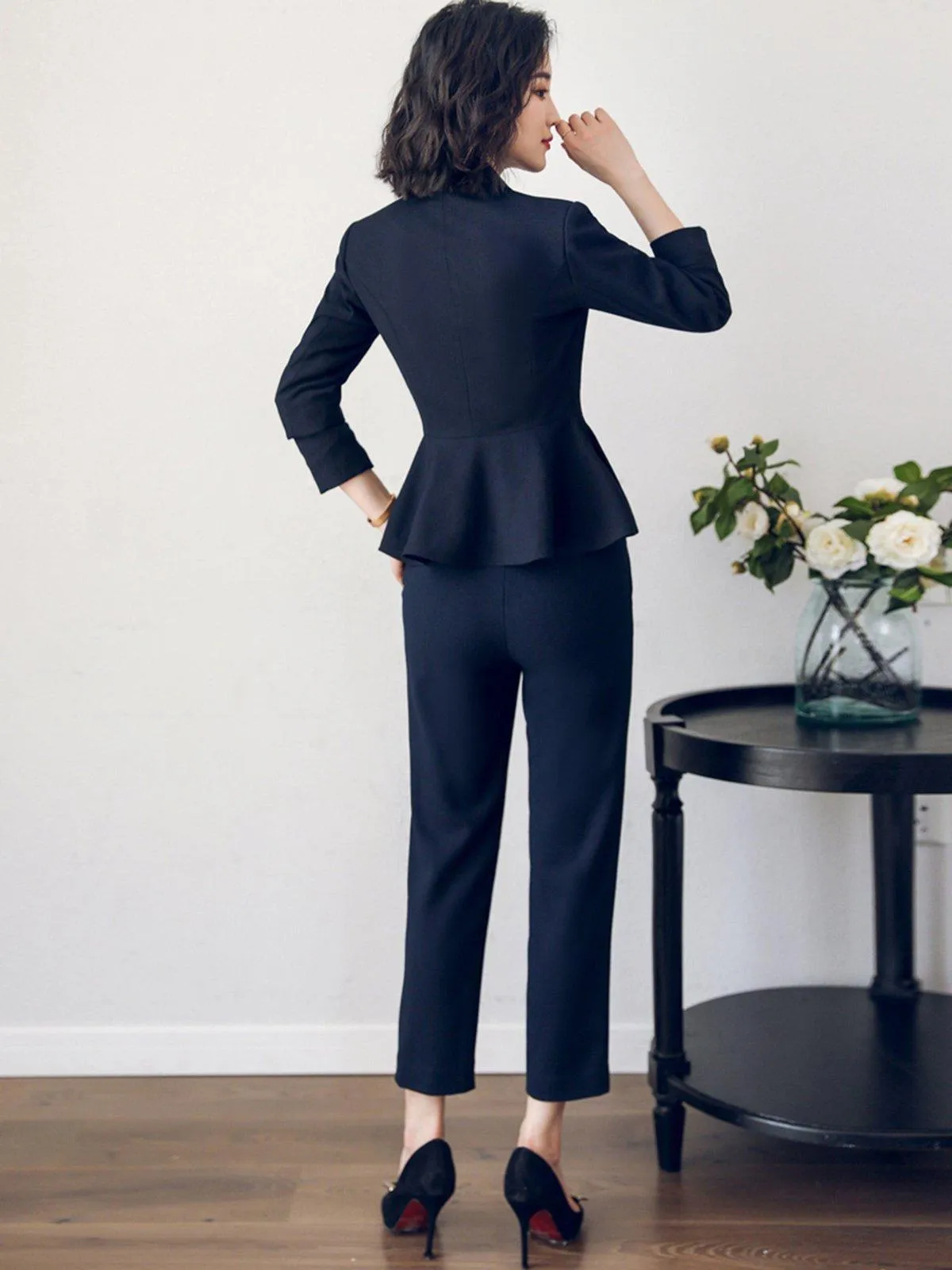 Alice Ruffle Blazer & Crop Skinny Pant Suit