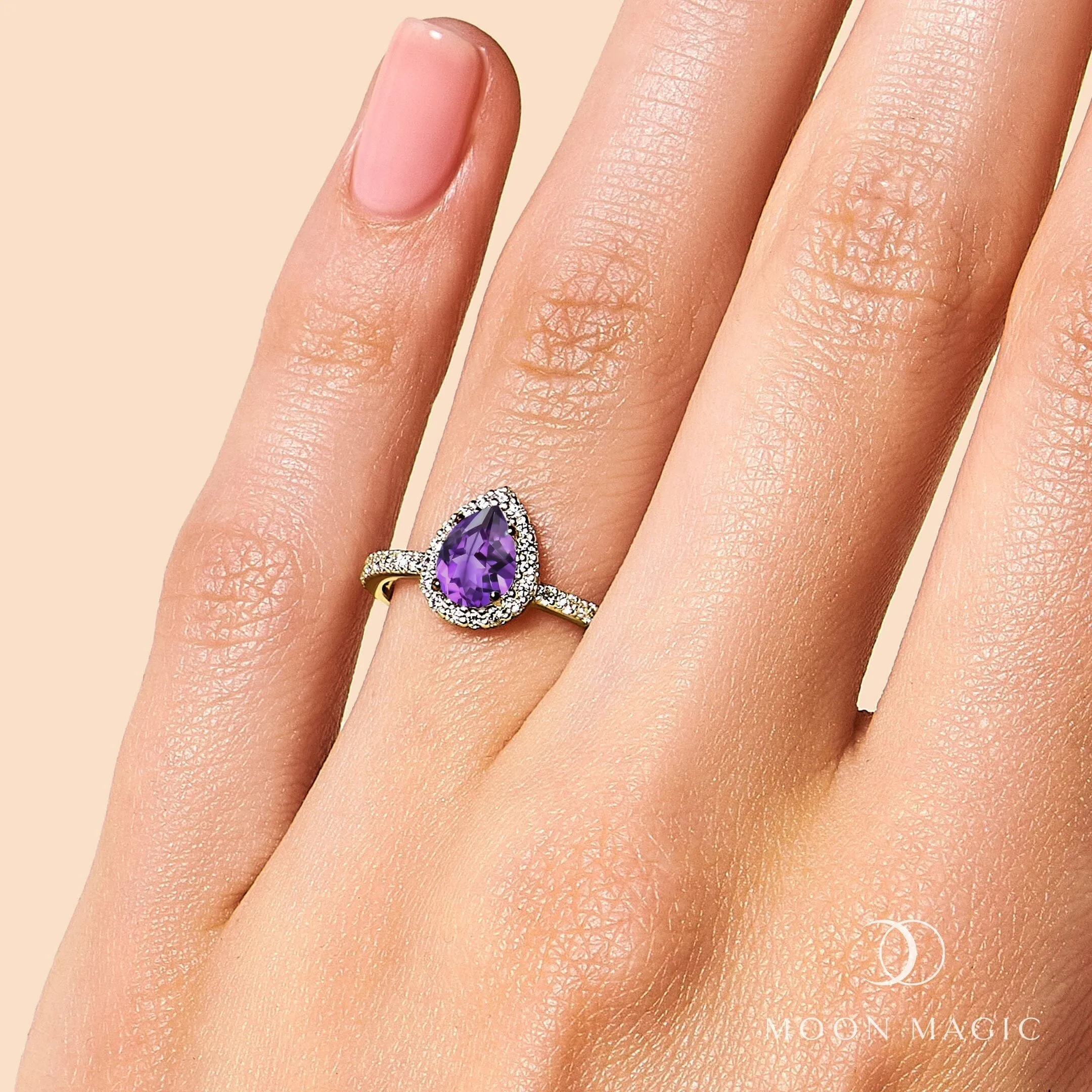 Amethyst Lab Diamond Ring - Tear of Joy