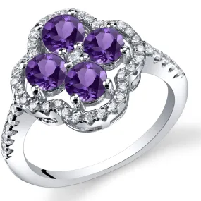 Amethyst Round Cut Sterling Silver Ring Size 8