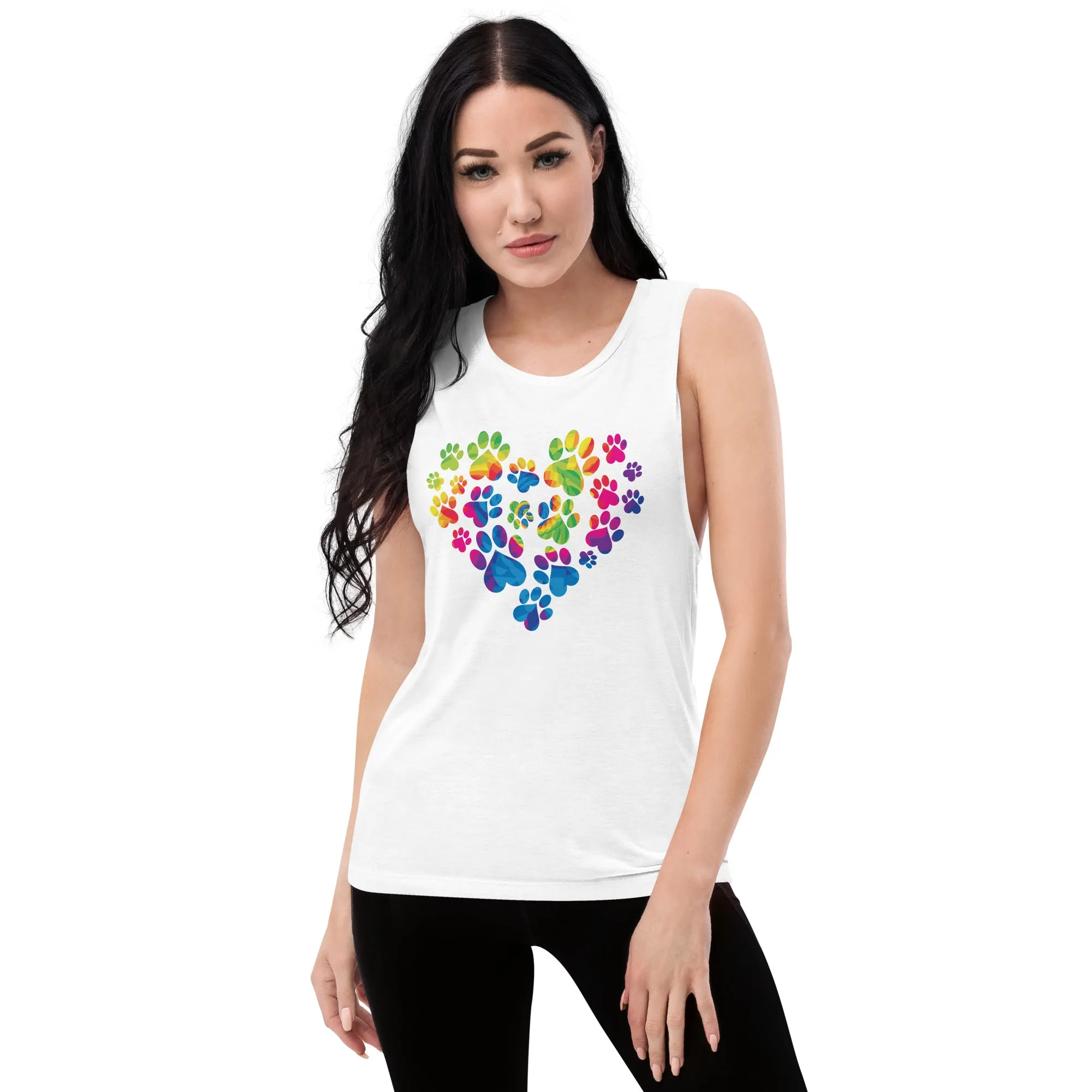 Anniversary Paw Print Love Ladies’ Athletic Tank