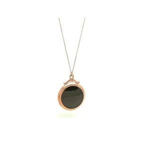 Antique Victorian 9ct Rose Gold Glass Round Locket Necklace