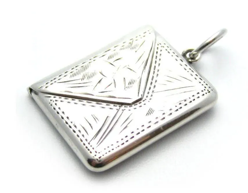 Antique Victorian Sterling Silver Stamp Case Charm Locket