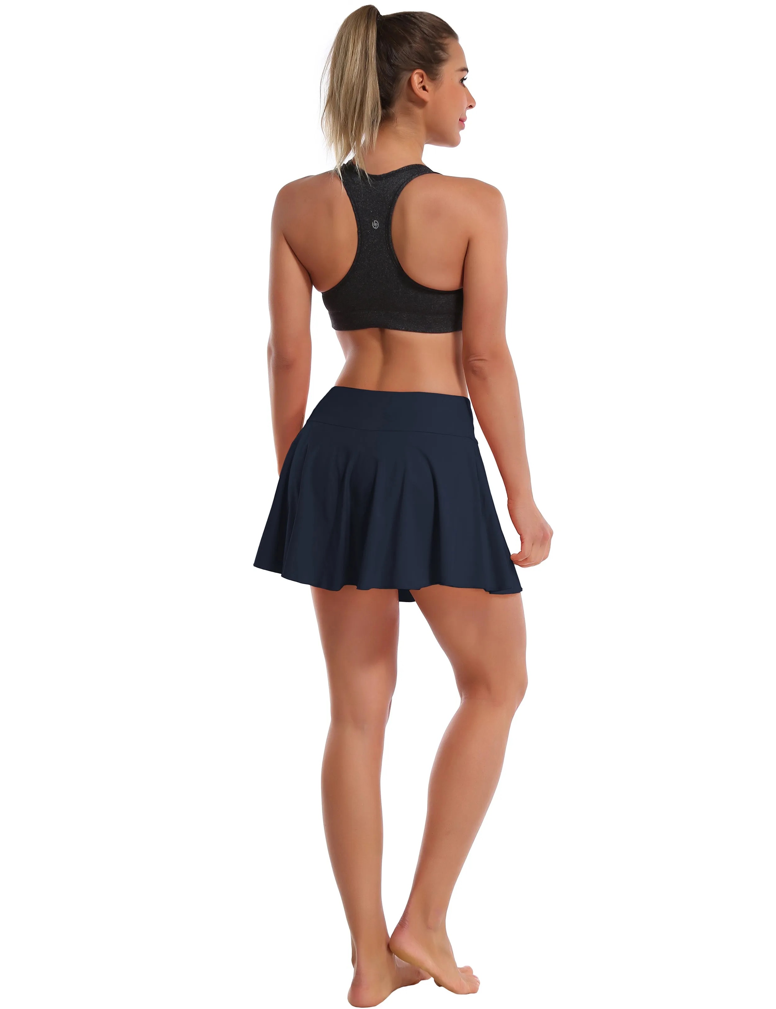 Athletic Tennis Golf Pleated Skort Awith Pocket Shorts darknavy