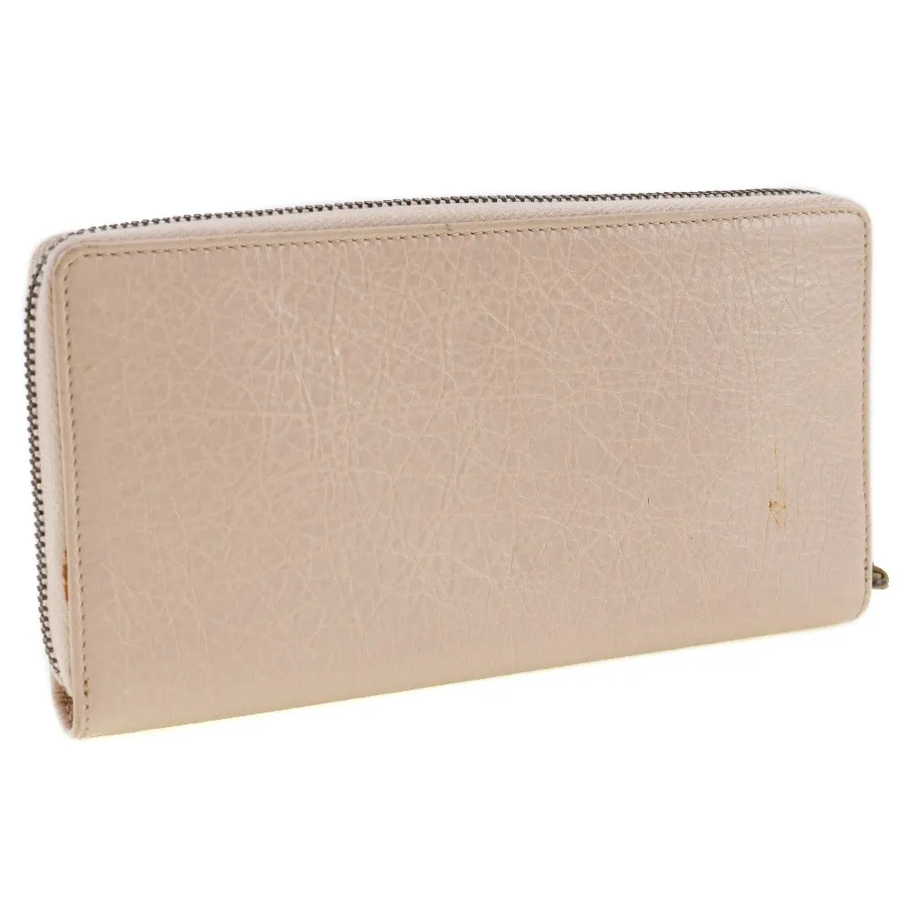 BALENCIAGA Long Wallet Purse 253036 Calfskin Beige pink Classic Continental Women Used Authentic