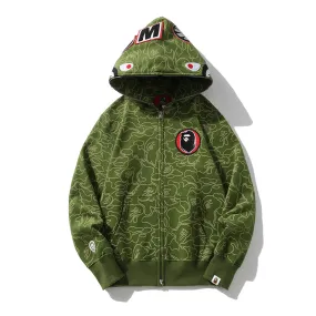 BAPE 30th Anniversary Line Camo Shark Full Zip Hoodie Green