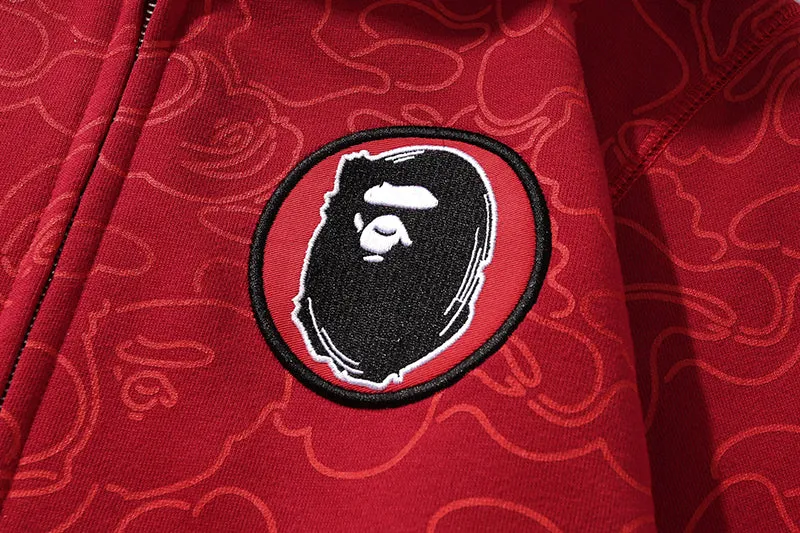 BAPE 30th Anniversary Line Camo Shark Full Zip Hoodie Red