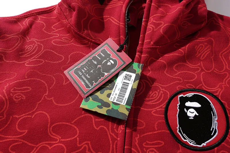 BAPE 30th Anniversary Line Camo Shark Full Zip Hoodie Red