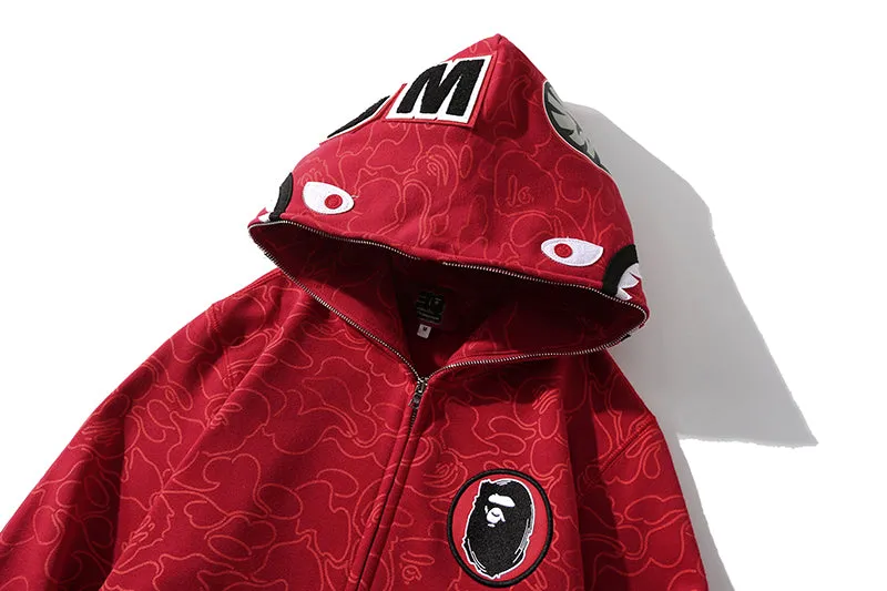 BAPE 30th Anniversary Line Camo Shark Full Zip Hoodie Red