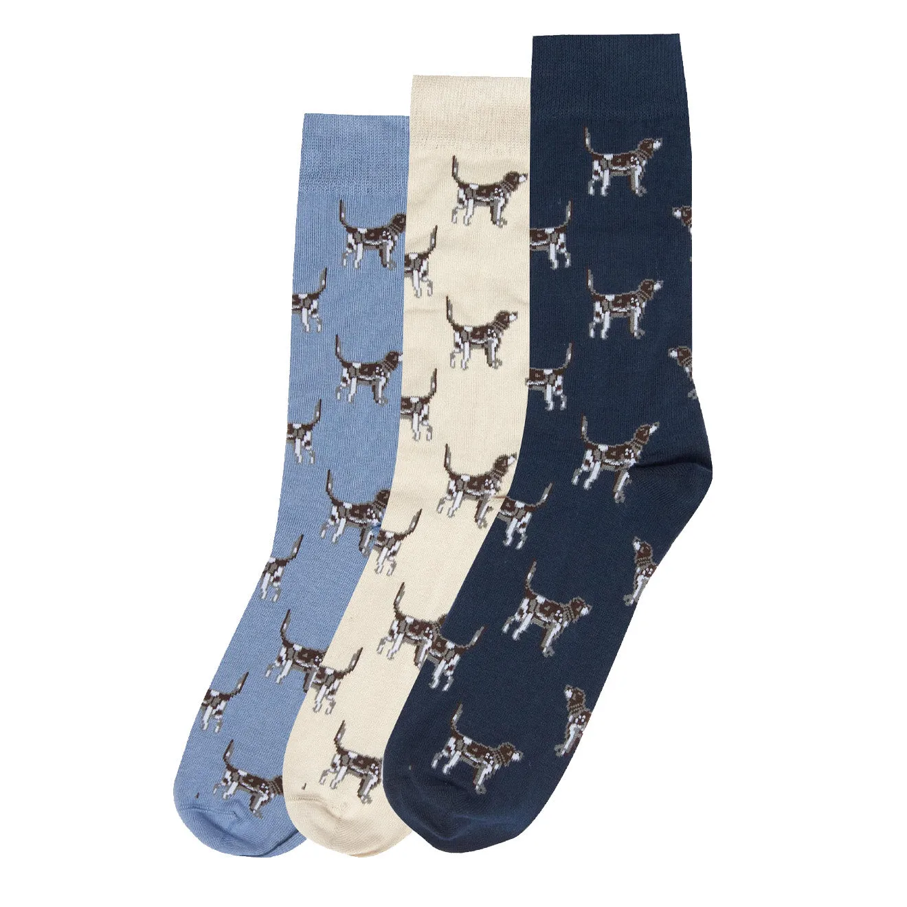 Barbour Pointer Dog Sock Gift Set Navy / Cream / Blue