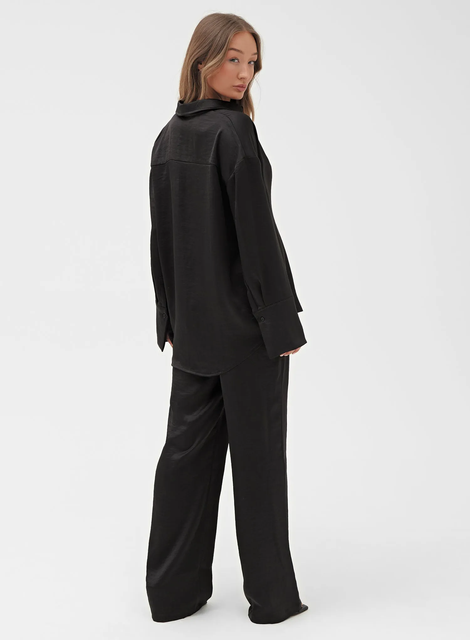 Black Elasticated Satin Trouser – Alex