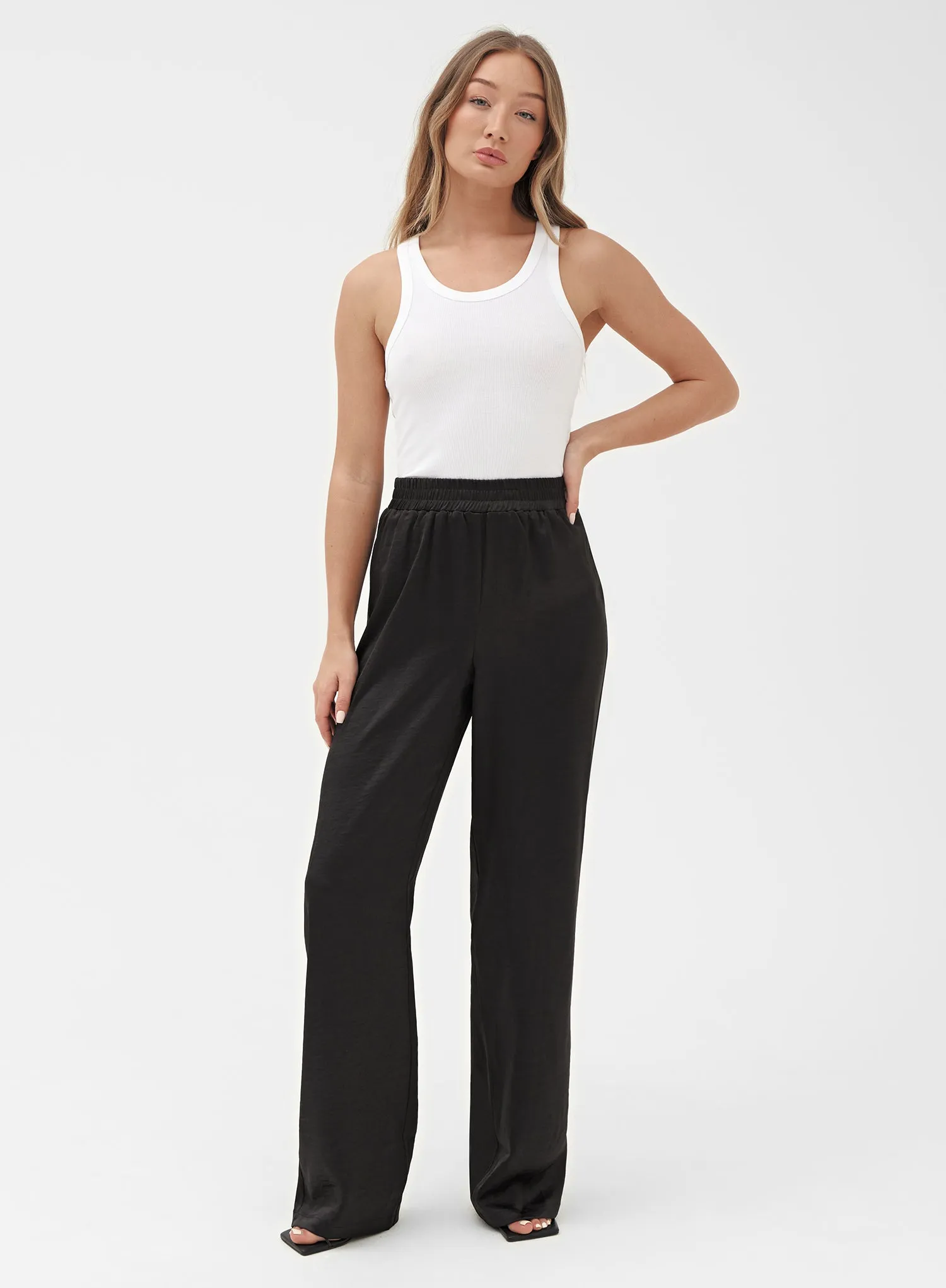 Black Elasticated Satin Trouser – Alex