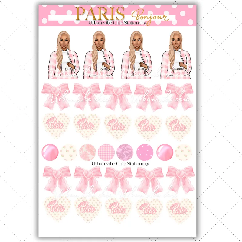 Black Girl Stickers - Pink Paris & Classy Sheet 2