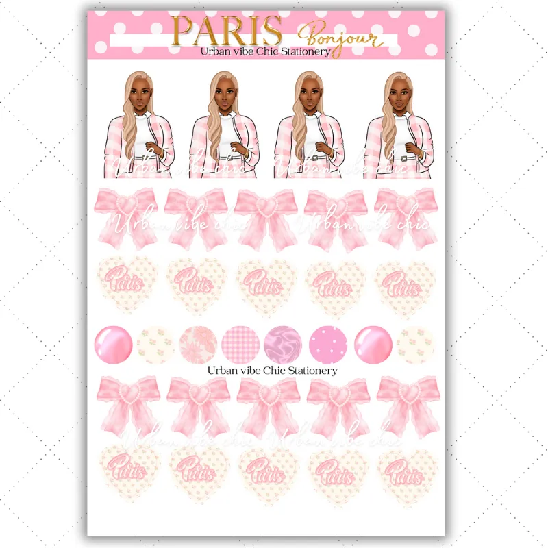 Black Girl Stickers - Pink Paris & Classy Sheet 2