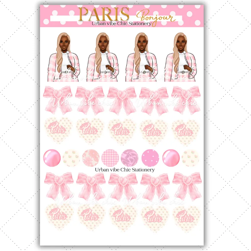 Black Girl Stickers - Pink Paris & Classy Sheet 2