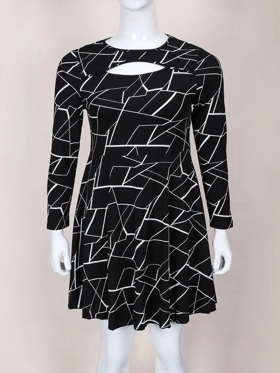 Black Irregular Geometric Plus size Dress