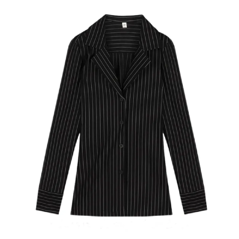 Black long sleeve striped shirt  KF705857