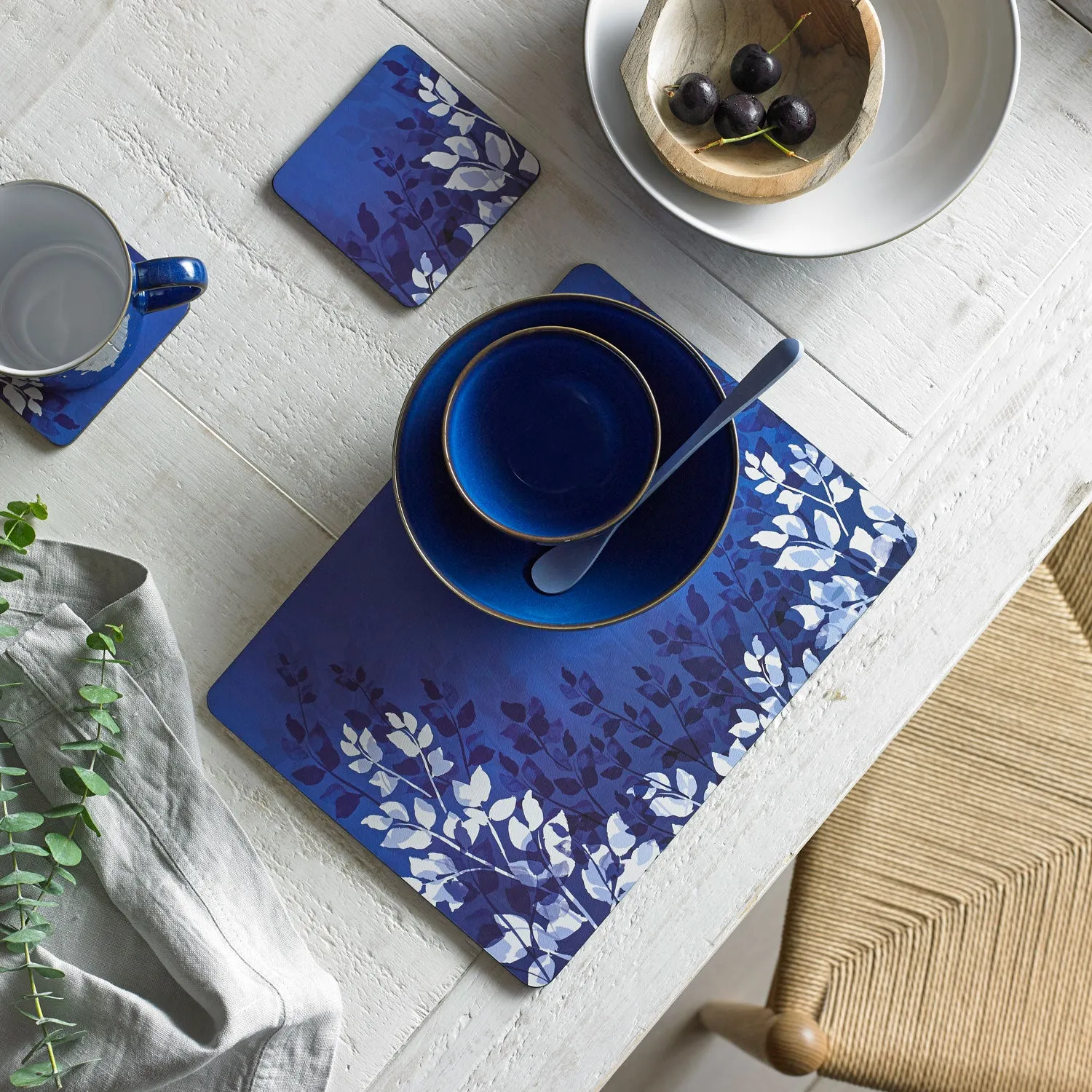 Blue Foliage Placemats Set of 6 - Blue