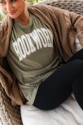 Bookworm Olive Oversized Graphic Tee