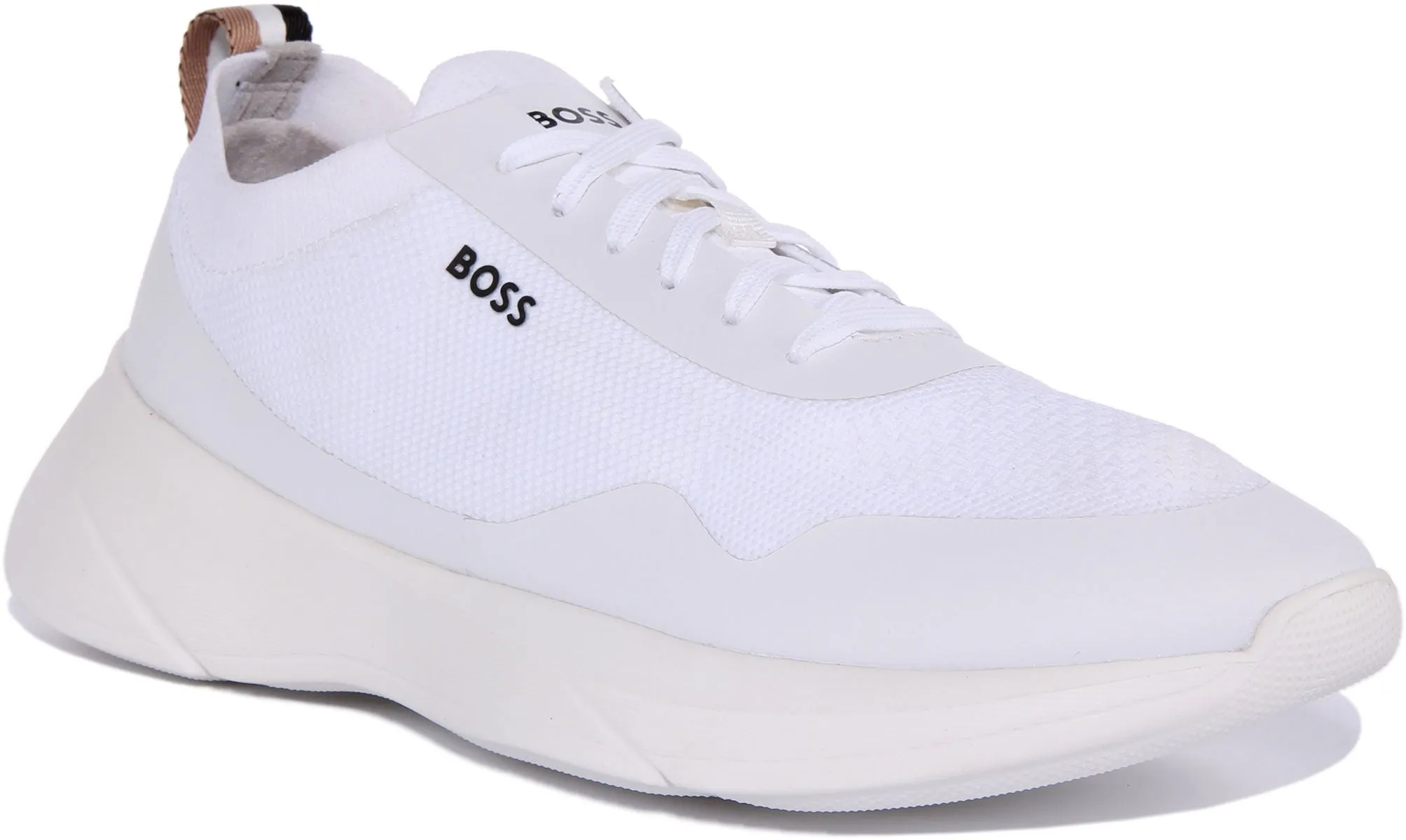 Boss Dean Runner Knit In White For Men