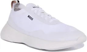 Boss Dean Runner Knit In White For Men