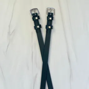 Brixton Black Leather & Clear Crystal Spur Straps