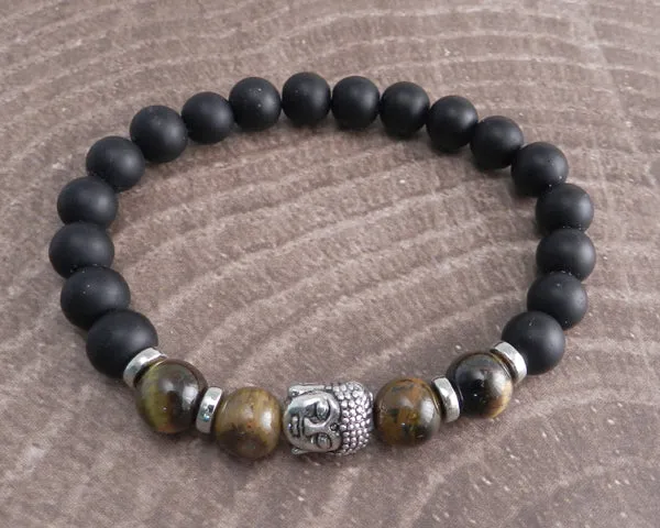 Buddha Tiger Eye Stone Bead Bracelet