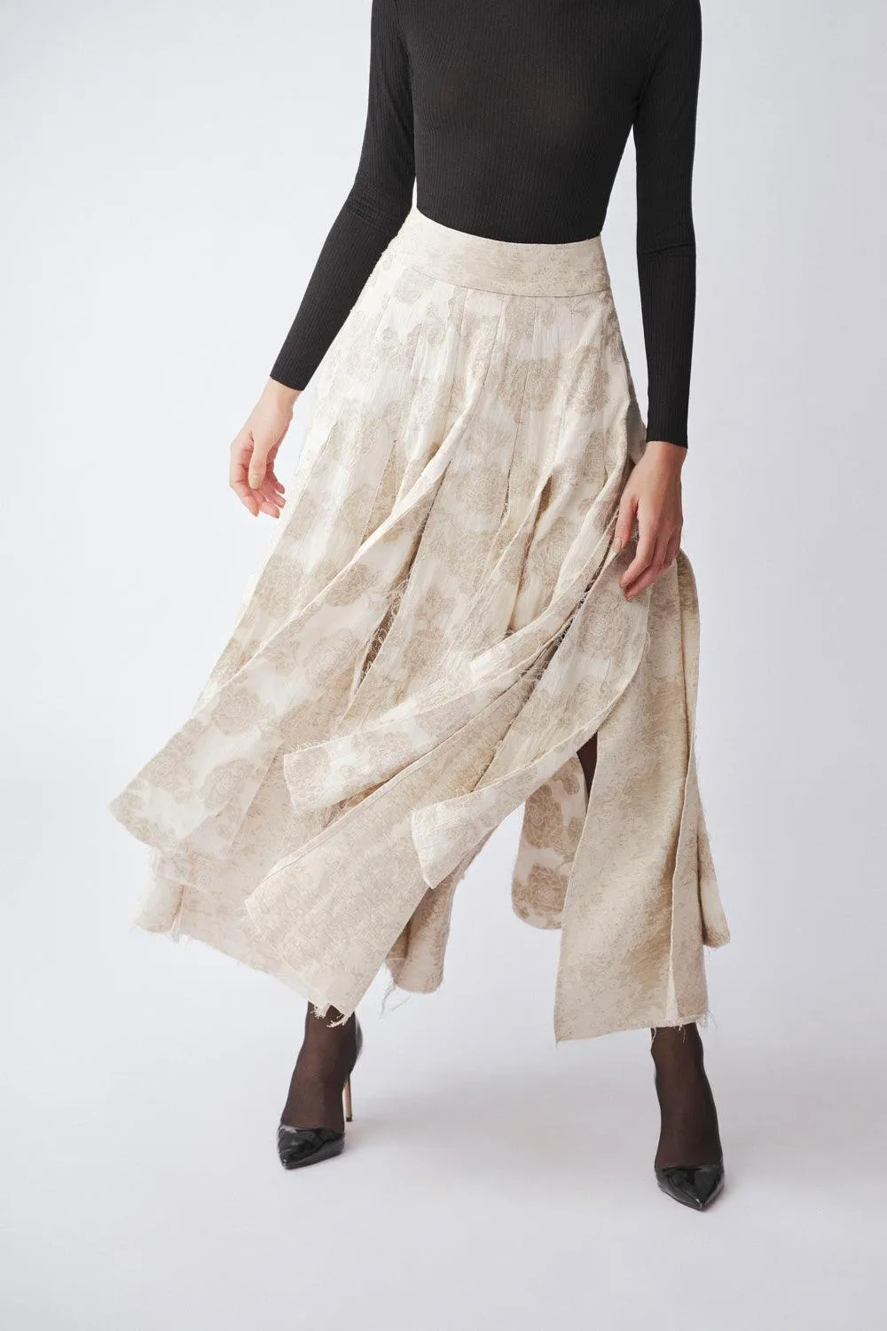 Calanthe A-line High Waist Linen Cotton Ankle Length Skirt