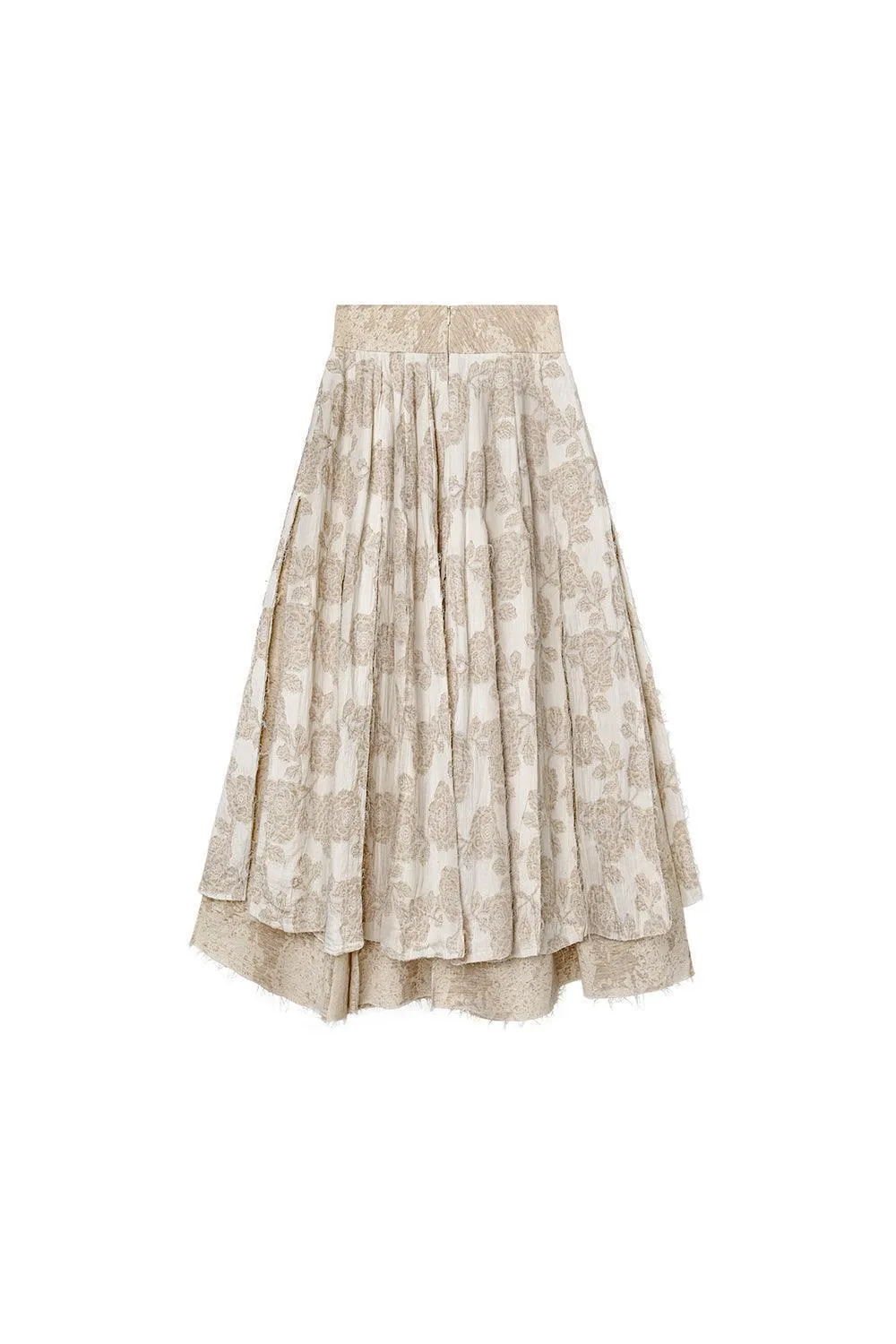 Calanthe A-line High Waist Linen Cotton Ankle Length Skirt