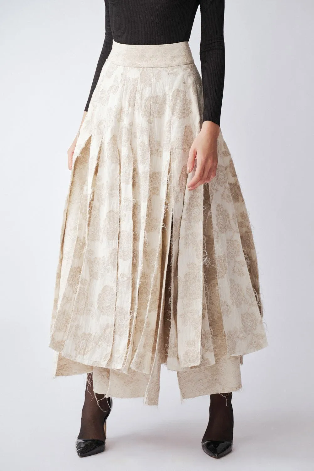 Calanthe A-line High Waist Linen Cotton Ankle Length Skirt